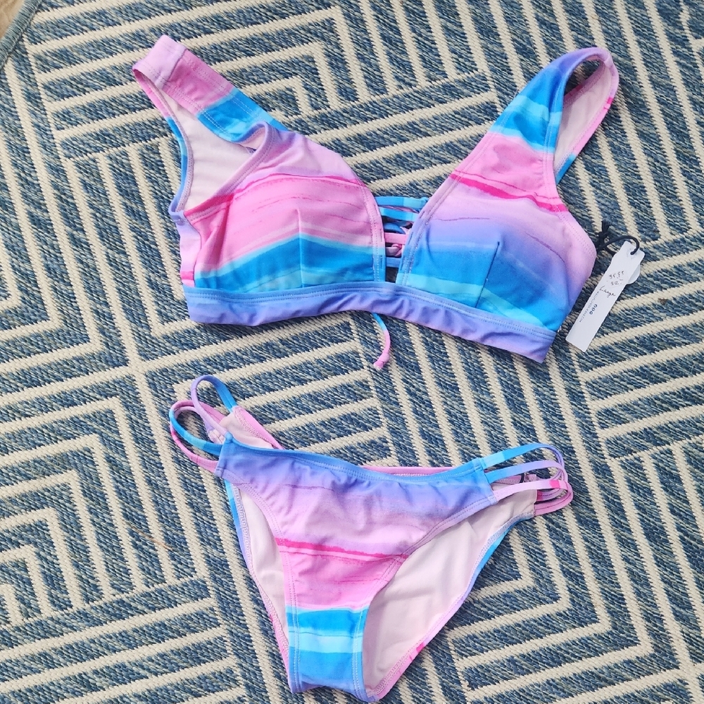 Colorful Striped Bikini Set